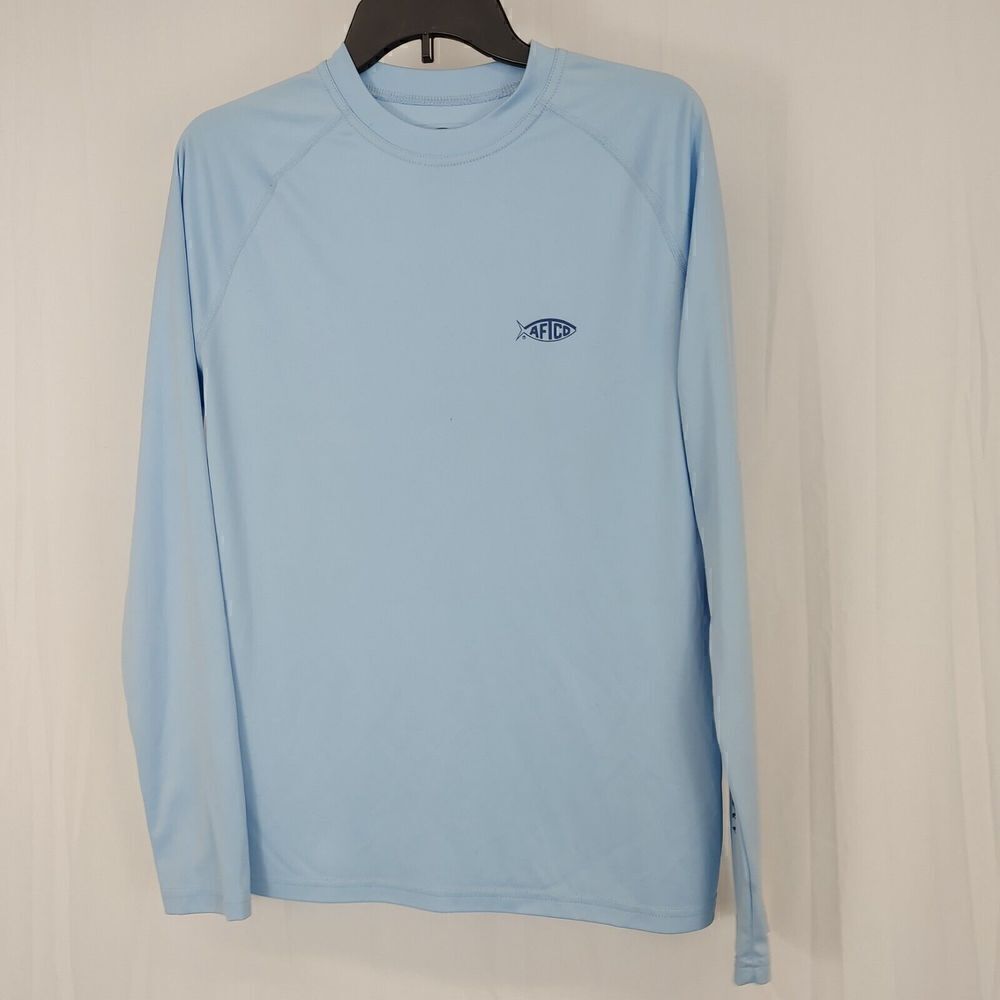 Aftco Light Blue Thin Pipe Layer Orange Beach Al Light Blue Long Sleeve Size S